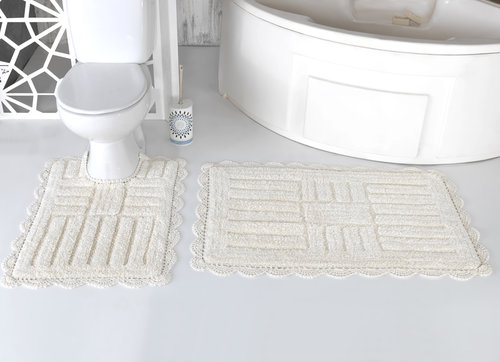 Набор ковриков для ванной Modalin ANCOR хлопок кремовый, фото, фотография
