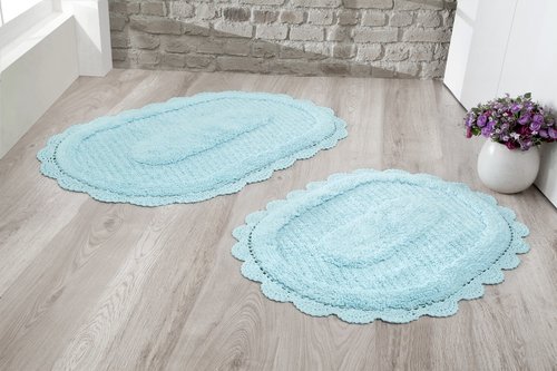 Набор ковриков Modalin LOKAL хлопок светло-бирюзовый, фото, фотография