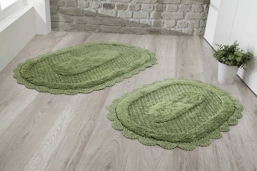 Набор ковриков Modalin LOKAL хлопок тёмно-зелёный, фото, фотография