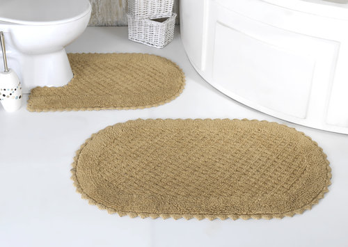 Набор ковриков для ванной Modalin PRIOR хлопок 50х70, 60х100 бежевый, фото, фотография