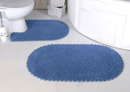 Набор ковриков для ванной Modalin PRIOR хлопок 50х70, 60х100 голубой, фото, фотография