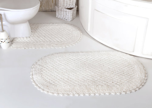 Набор ковриков для ванной Modalin PRIOR хлопок 50х70, 60х100 кремовый, фото, фотография