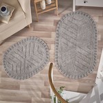 Набор ковриков Modalin CROSS хлопок 50х70, 60х100 серый, фото, фотография