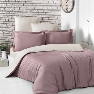 Постельное белье Karna LOFT хлопковый сатин грязно-розовый+бежевый 1,5 спальный