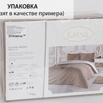 Постельное белье Karna SOFA хлопковый трикотаж кремовый+бордовый евро, фото, фотография