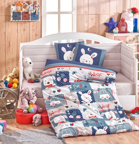 Постельное белье для новорожденных Hobby Home Collection SNOOPY хлопковый поплин синий, фото, фотография