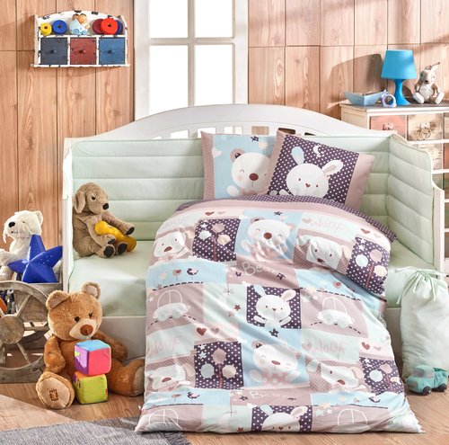 Набор в кроватку для новорожденных Hobby Home Collection SNOOPY хлопковый поплин минт, фото, фотография