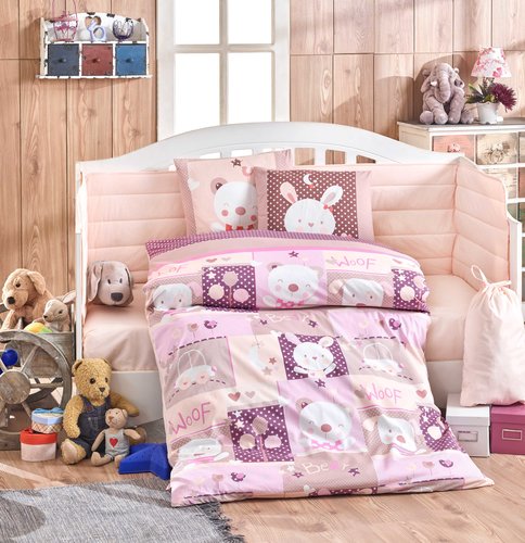 Набор в кроватку для новорожденных Hobby Home Collection SNOOPY хлопковый поплин розовый, фото, фотография