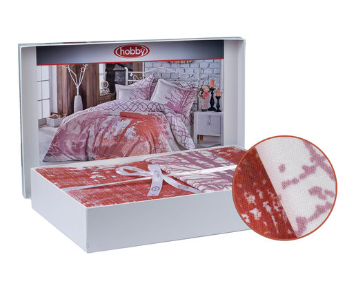 Постельное белье Hobby Home Collection ALANDRA хлопковый сатин розовый евро, фото, фотография