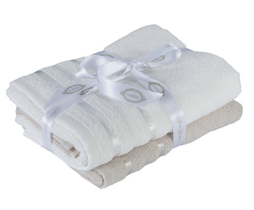 Набор полотенец для ванной 50х90 2 шт. Hobby Home Collection NISA хлопковая махра бежевый+молочный, фото, фотография
