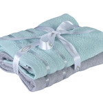Набор полотенец для ванной 50х90 2 шт. Hobby Home Collection NISA хлопковая махра бирюзово-зелёный+светло-серый, фото, фотография