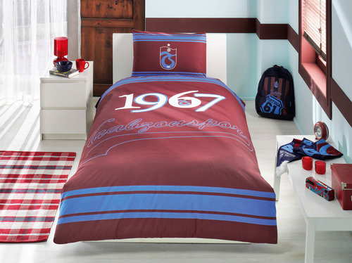Комплект подросткового постельного белья TAC TRABZONSPOR LOGO хлопковый ранфорс 1,5 спальный, фото, фотография