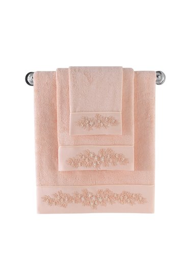 Полотенце для ванной Soft Cotton MASAL бамбуково-хлопковая махра персиковый 30х50, фото, фотография