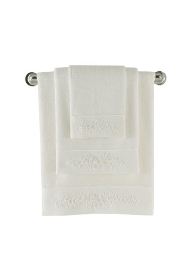 Набор полотенец для ванной в подарочной упаковке 32х50 3 шт. Soft Cotton MASAL бамбуково-хлопковая махра кремовый, фото, фотография