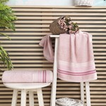 Полотенце для ванной Karna PAULA хлопковая махра розовый 70х140, фото, фотография