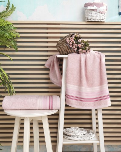 Полотенце для ванной Karna PAULA хлопковая махра розовый 70х140, фото, фотография