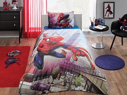 Детское постельное белье TAC SPIDERMAN ACTION хлопковый ранфорс 1,5 спальный, фото, фотография