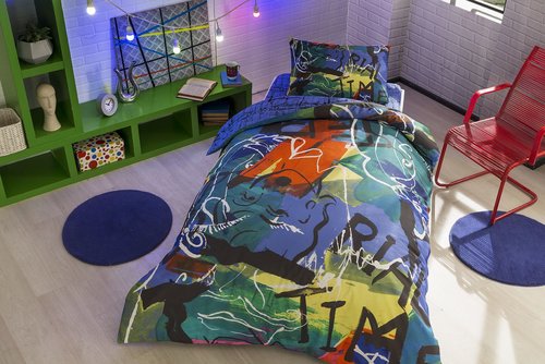 Комплект подросткового постельного белья TAC FACE хлопковый ранфорс пурпурный 1,5 спальный, фото, фотография