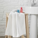 Полотенце для ванной Karna DAMA хлопковая махра белый 90х150, фото, фотография