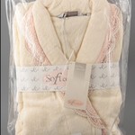Халат женский Soft Cotton BUKET хлопковая махра кремовый L, фото, фотография