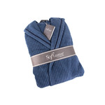 Халат мужской Soft Cotton STRIPE хлопковая махра синий XL, фото, фотография