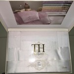 Подарочный набор полотенец для ванной 3 пр. Tivolyo Home CRYSTAL бамбуково-хлопковая махра кремовый, фото, фотография