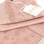 Постельное белье с пледом-покрывалом Gelin Home DERYA хлопковый сатин делюкс грязно-розовый евро, фото, фотография