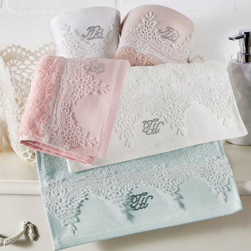 Набор полотенец для ванной в подарочной упаковке 30х50 3 шт. Tivolyo Home JULIET хлопковая махра розовый, фото, фотография