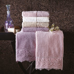 Подарочный набор полотенец для ванной 2 пр. Tivolyo Home ELEGANT хлопковая махра кремовый, фото, фотография