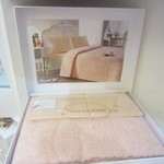 Постельное белье с махровой простынью-покрывалом Tivolyo Home ALFREDO хлопок персиковый евро, фото, фотография