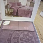 Постельное белье с махровой простынью-покрывалом Tivolyo Home ALFREDO хлопок фиолетовый евро, фото, фотография