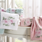 Подарочный набор полотенец для ванной 3 пр. Tivolyo Home ROSE NAKISLI хлопковая махра кремовый+розовый, фото, фотография