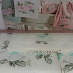 Подарочный набор полотенец для ванной 3 пр. Tivolyo Home ROSE NAKISLI хлопковая махра кремовый+бирюзовый, фото, фотография