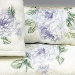 Подарочный набор полотенец для ванной 3 пр. Tivolyo Home ROSE NAKISLI хлопковая махра кремовый+лиловый, фото, фотография