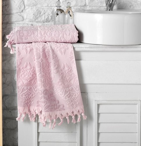 Полотенце для ванной Karna OTTOMAN хлопковая махра розовый 70х140, фото, фотография