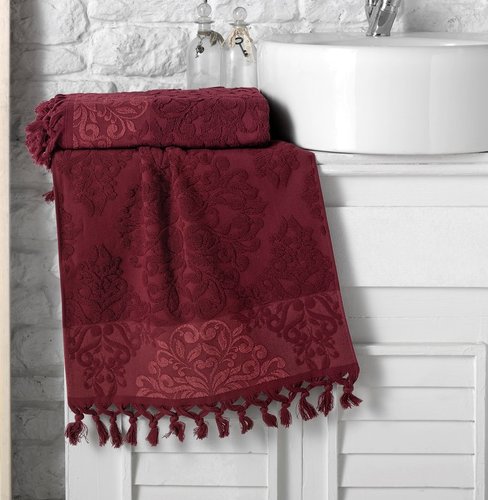 Полотенце для ванной Karna OTTOMAN хлопковая махра бордовый 40х60, фото, фотография