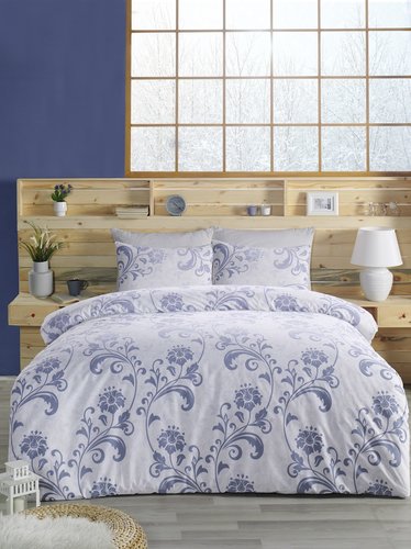 Постельное белье Altinbasak LUCIAN хлопковый ранфорс голубой 1,5 спальный, фото, фотография