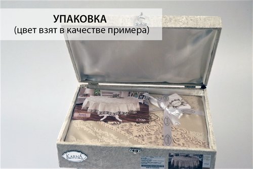 Скатерть овальная Karna JAZEL жаккард серый 170х230, фото, фотография