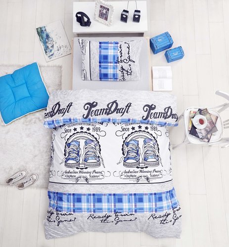 Постельное белье подростковый Altinbasak MOLLY хлопковый ранфорс голубой 1,5 спальный, фото, фотография