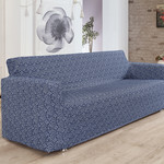 Чехол на диван Karna VERONA трикотаж синий трёхместный, фото, фотография