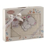 Полотенце-конверт для новорожденных Karna BAMBINO-SLON хлопковая махра молочный, фото, фотография