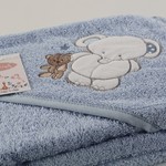 Полотенце-конверт для новорожденных Karna BAMBINO-SLON хлопковая махра голубой, фото, фотография