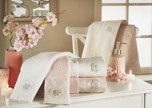 Подарочный набор полотенец для ванной 3 пр. Tivolyo Home GRANT хлопковая махра белый, фото, фотография