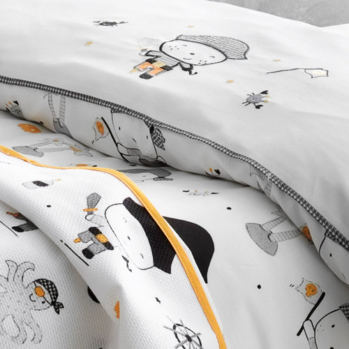 Детское постельное белье в кроватку с вышивкой с пледом-пике Tivolyo Home PIRATES хлопковый сатин делюкс, фото, фотография
