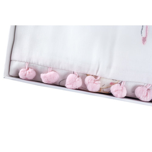 Детское постельное белье в кроватку с вышивкой с пледом-пике Tivolyo Home MISS BALERINE хлопковый сатин делюкс белый, фото, фотография
