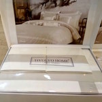 Постельное белье Tivolyo Home BANDA хлопковый люкс-сатин кремовый+бежевый евро, фото, фотография