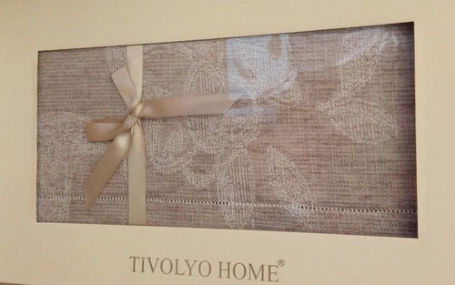Скатерть прямоугольная Tivolyo Home NATURE жаккард бежевый 160х270, фото, фотография