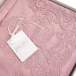 Постельное белье с покрывалом Gelin Home EMLAS хлопковый сатин делюкс тёмно-розовый евро, фото, фотография