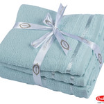 Набор полотенец для ванной 3 пр. Hobby Home Collection NISA хлопковая махра бирюзово-зелёный, фото, фотография
