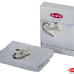 Полотенце для ванной в подарочной упаковке Hobby Home Collection FELISIA-TINA бамбуково-хлопковая махра светло-серый 50х90, фото, фотография